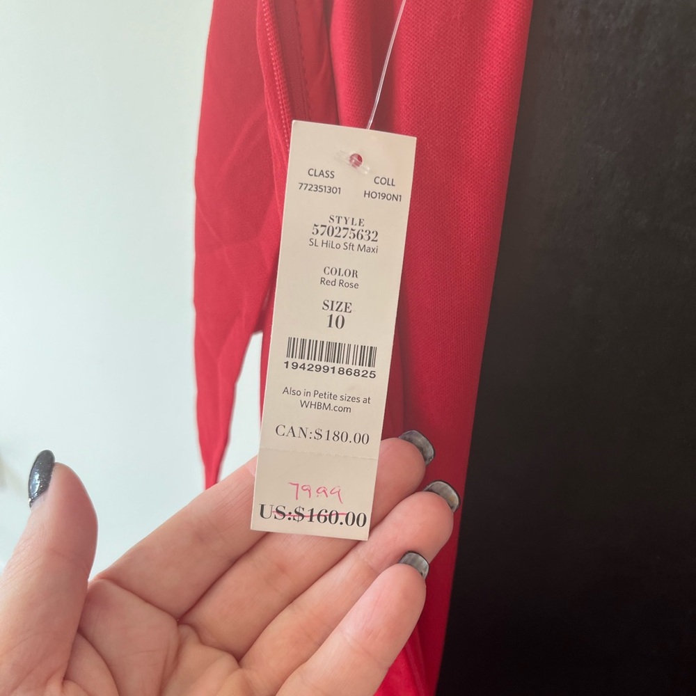 NWT-White House Black Market—-HiLo Maxi Dress-Color is Red Rose - Picture 7 of 7